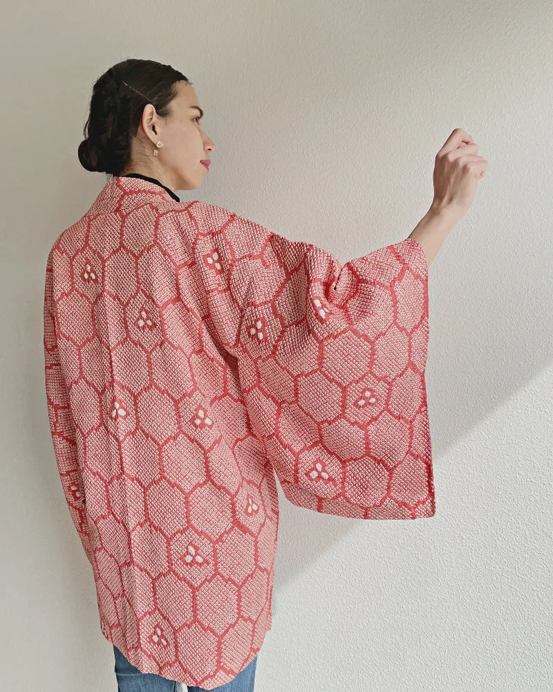 Long Length Tortoise Shibori Haori Kimono Jacket