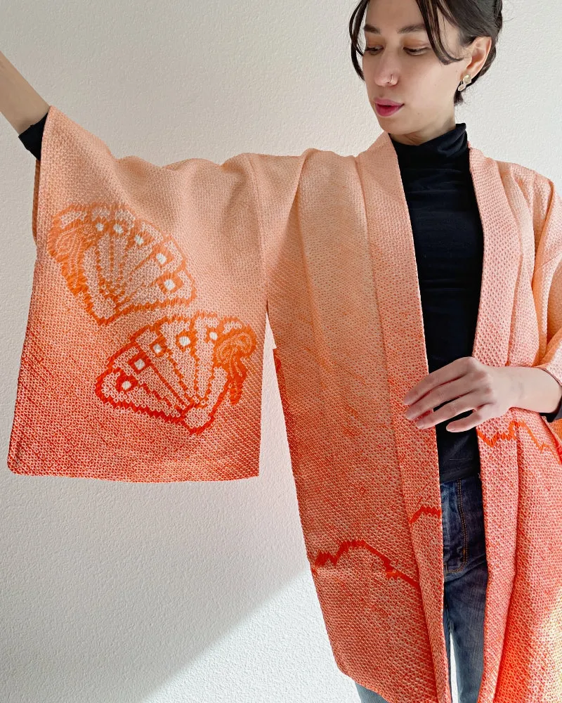 Lucky Folding Fan Shibori Haori Kimono Jacket