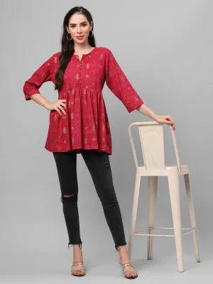 Maroon Floral Printed Tunic