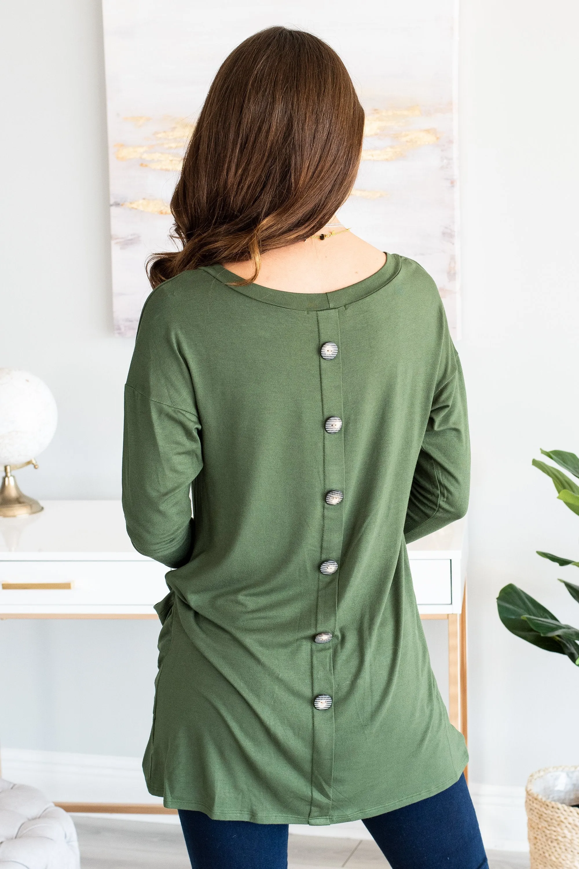 Medley In Love Olive Green Pocket Tunic