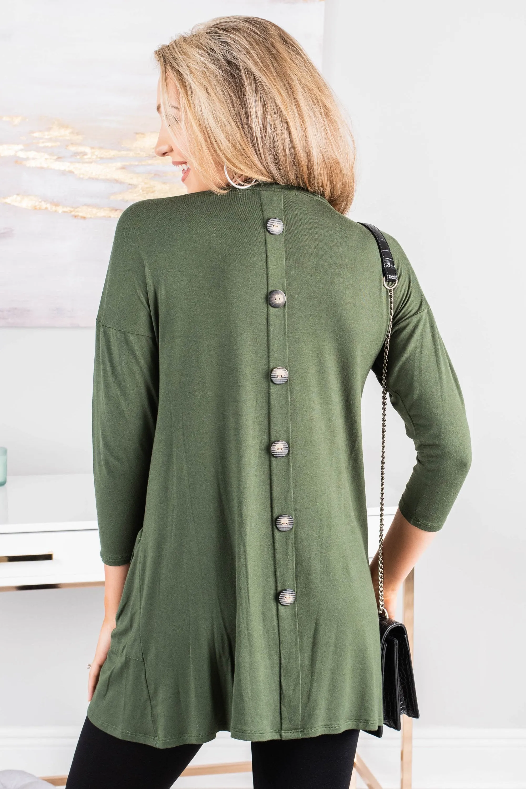 Medley In Love Olive Green Pocket Tunic