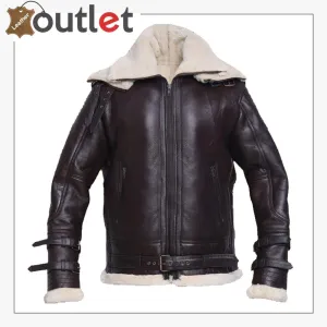 Men Jet Black Shearling Jacket