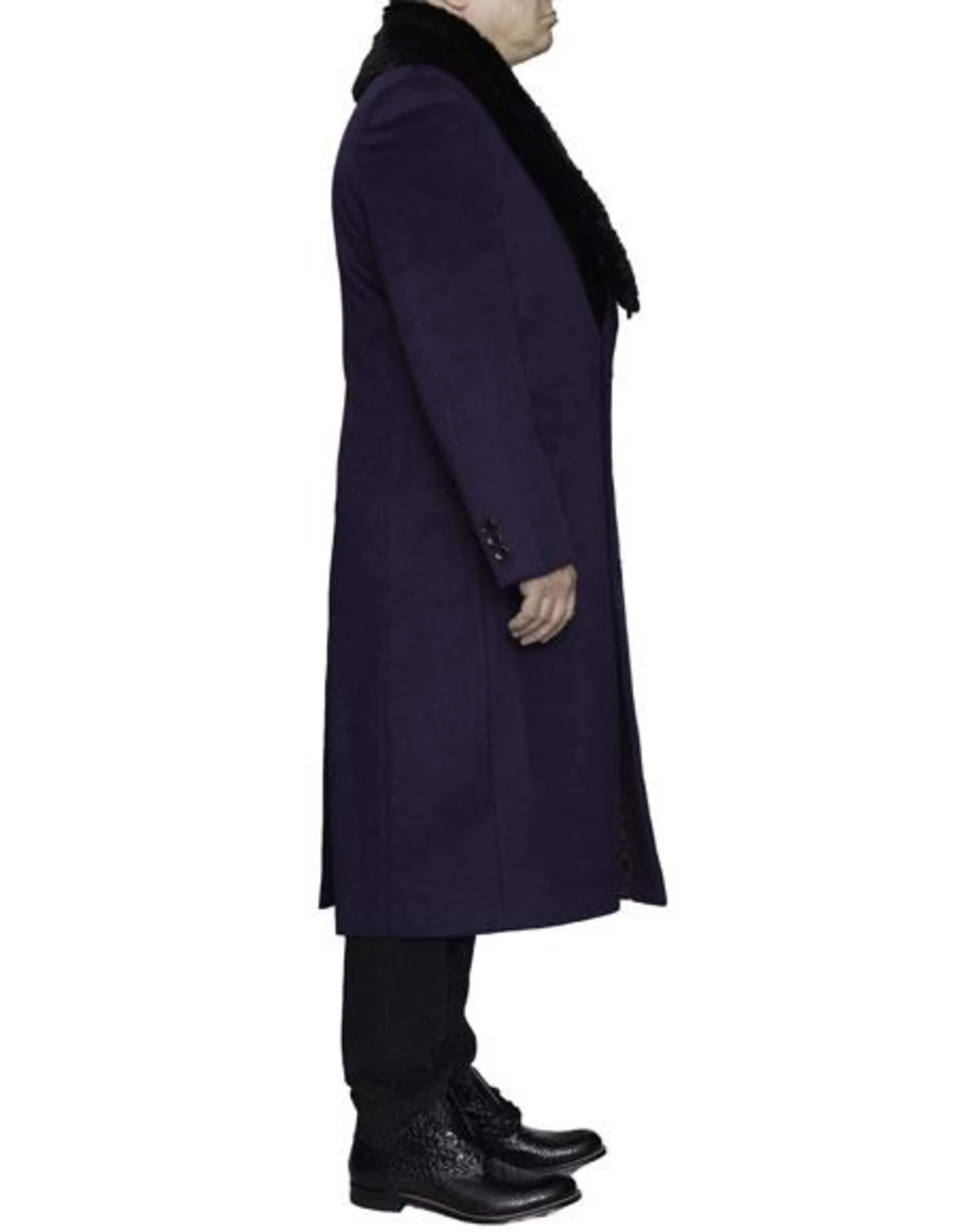 Mens Overcoat Mens Purple 3 Button Dress Coat - Three Quarter 34 Inch Length