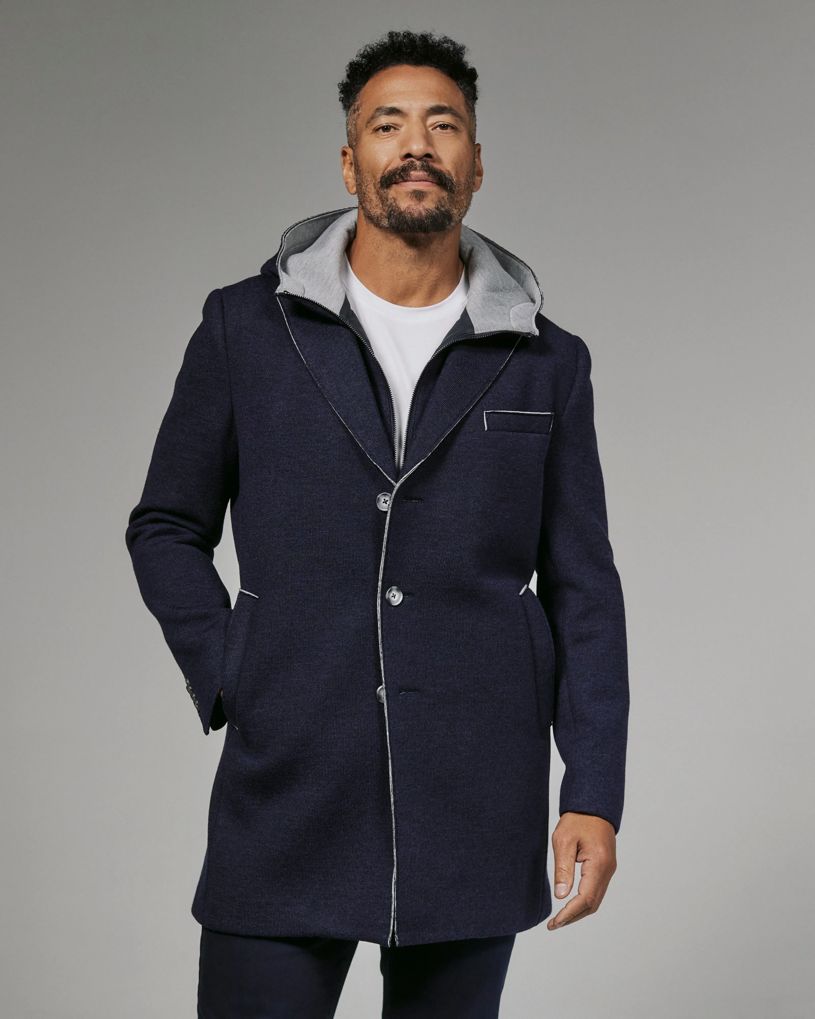 Midtown Overcoat with Seam Detail in Navy