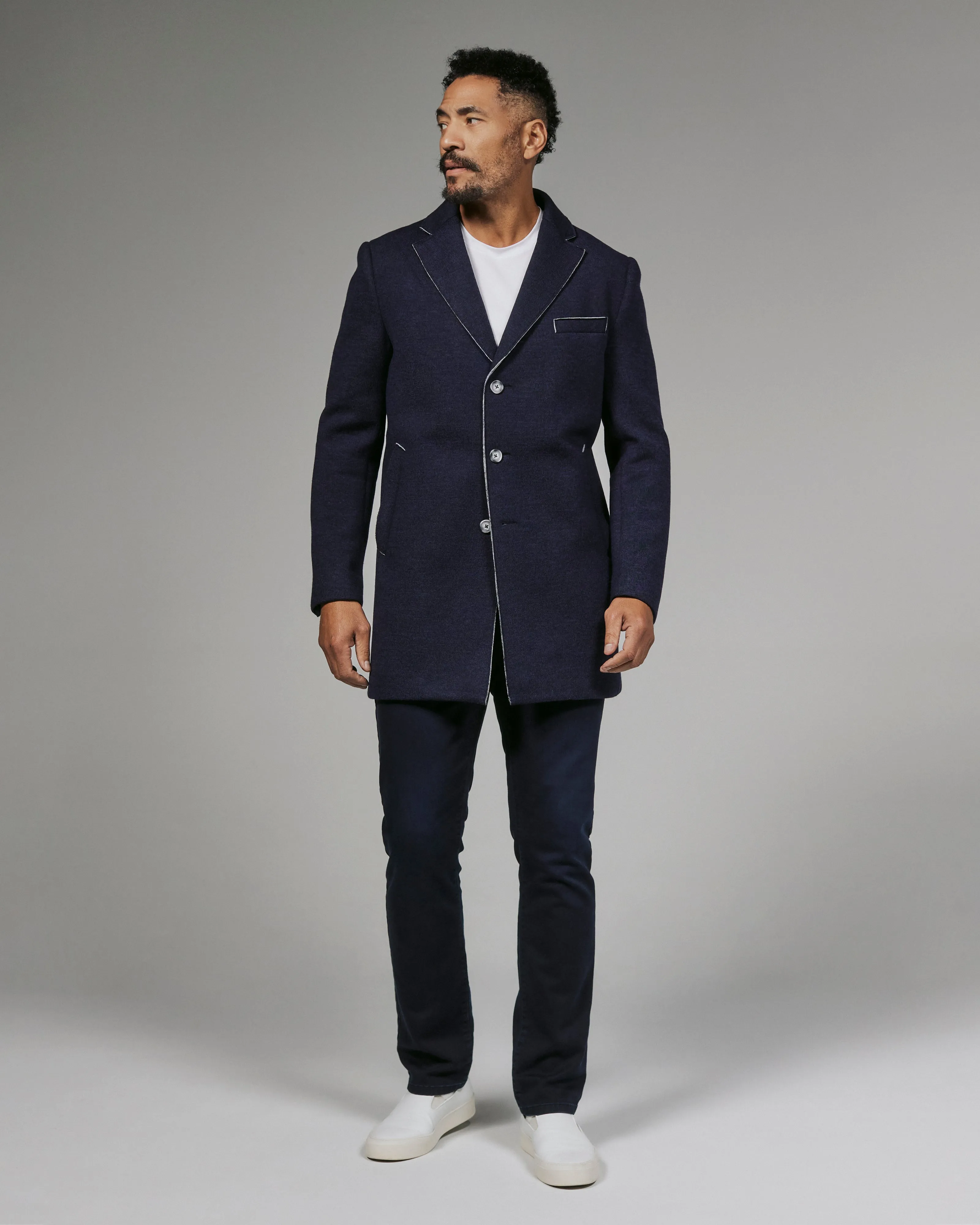 Midtown Overcoat with Seam Detail in Navy