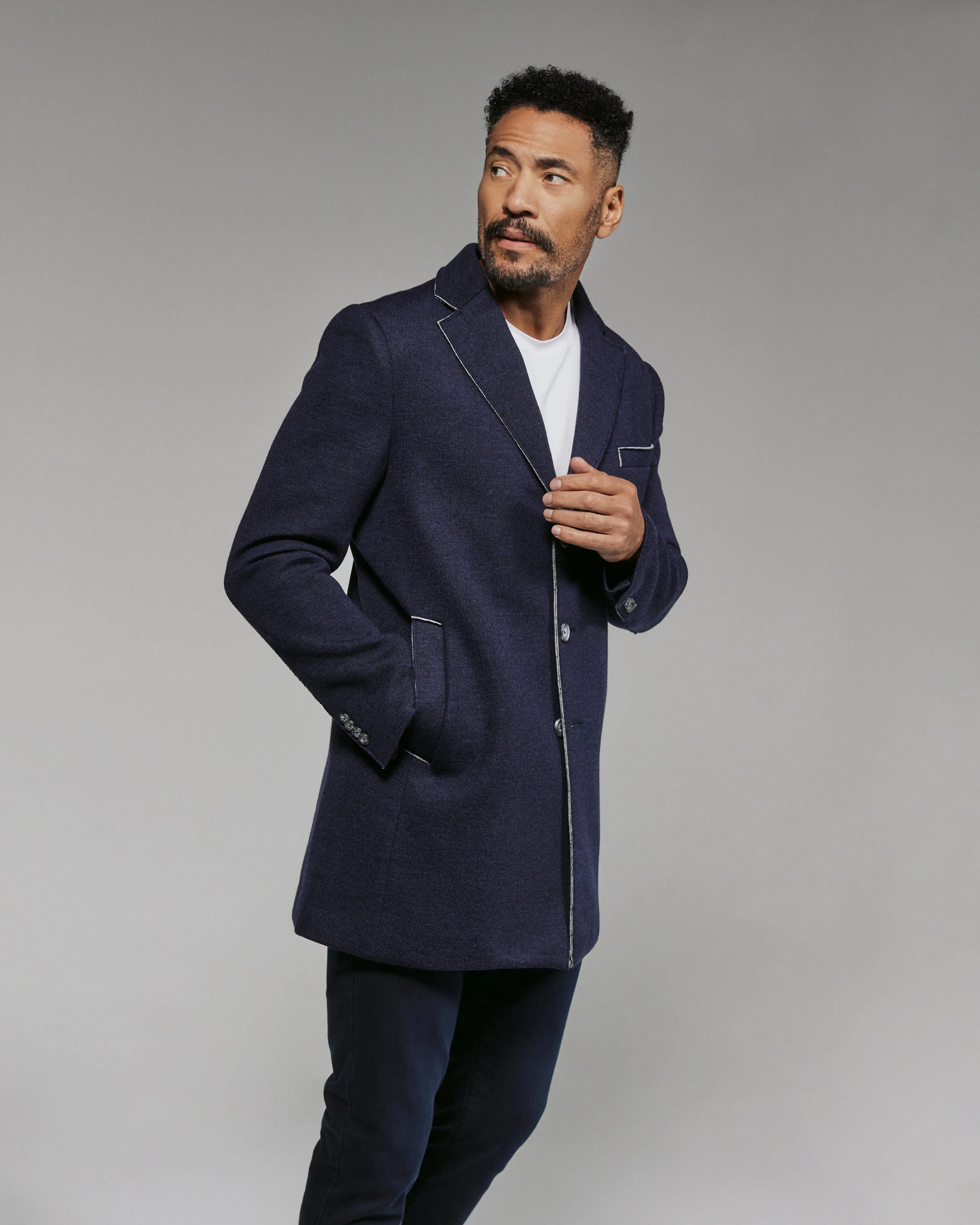 Midtown Overcoat with Seam Detail in Navy