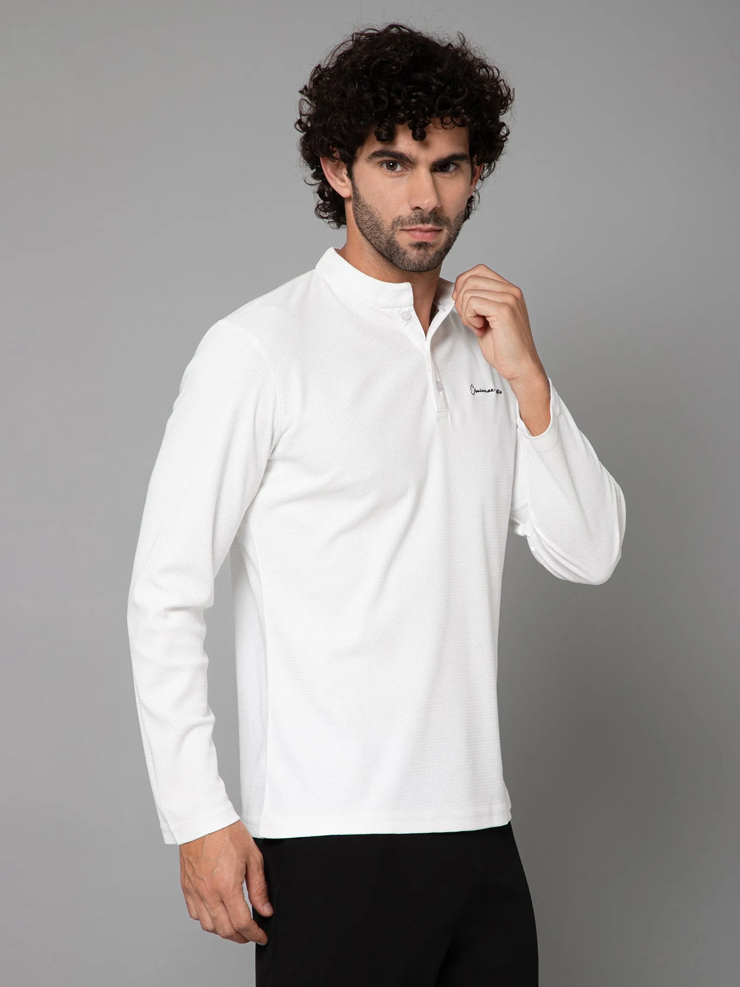 MINIMAL BUZZ THE HENLEY T-SHIRT-WHITE