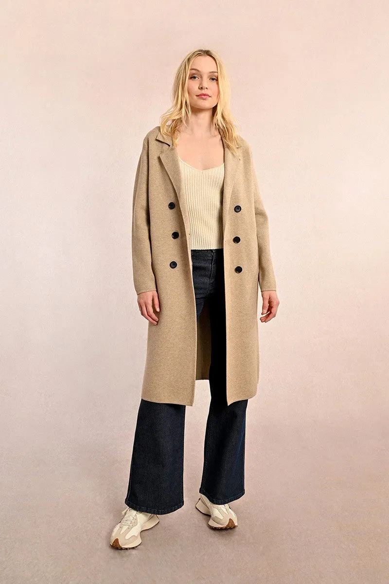 Molly Bracken Straight Thin  Beige Coat