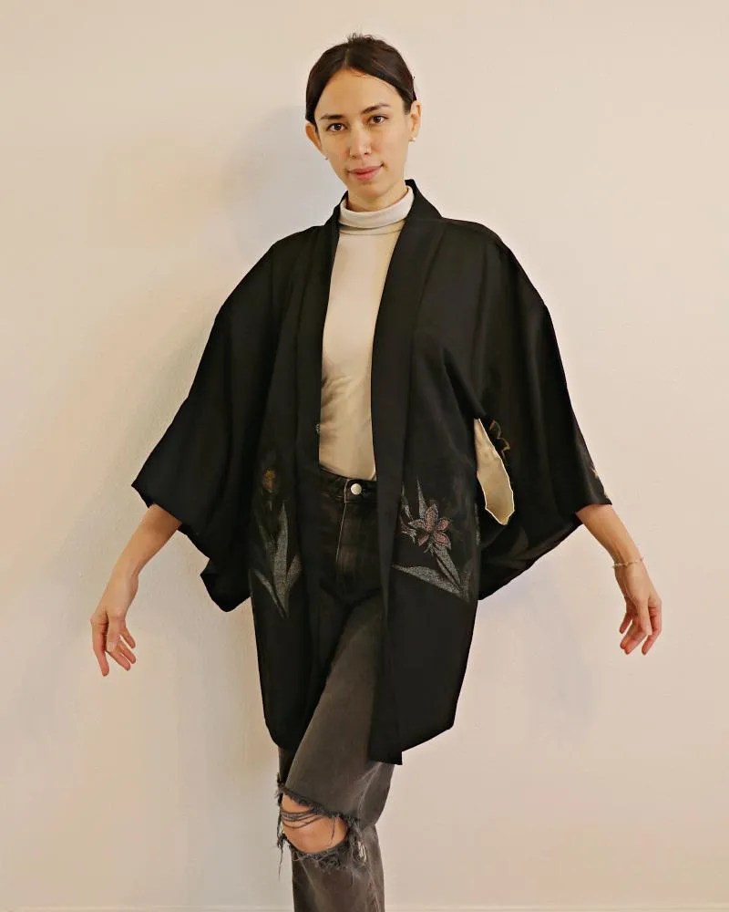 Narcissus Stardust Black Haori Kimono Jacket