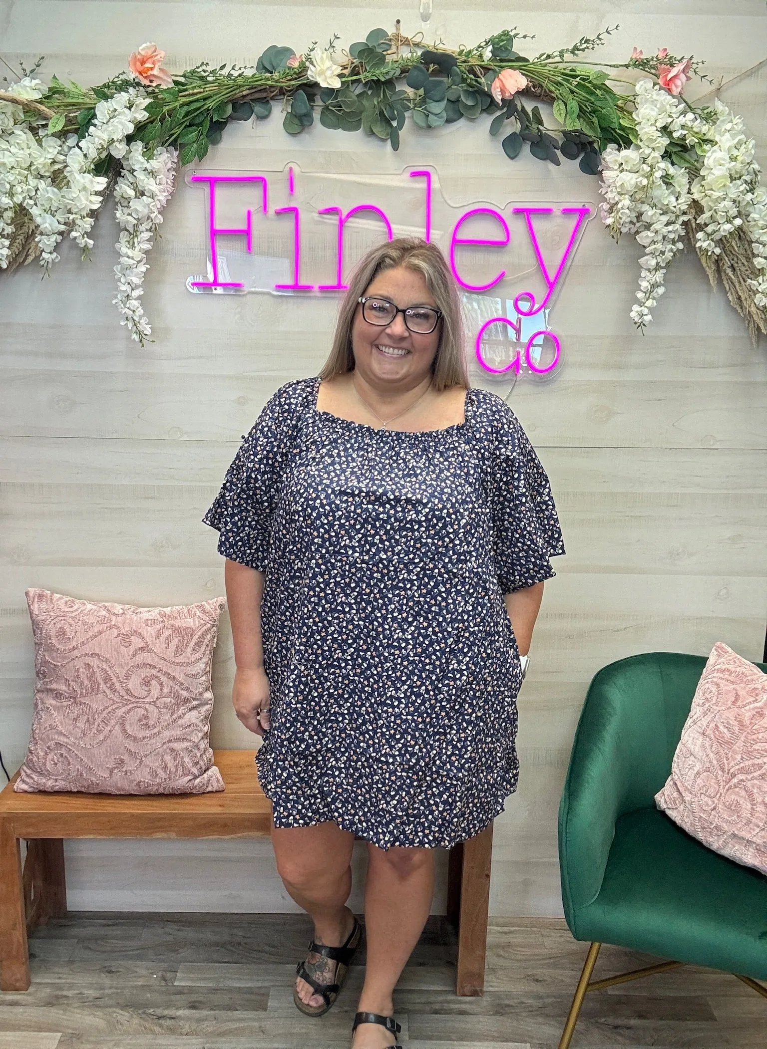 Navy & Floral Printed Tunic