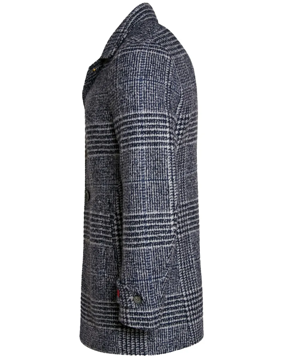 Navy and White Boucle Overcoat