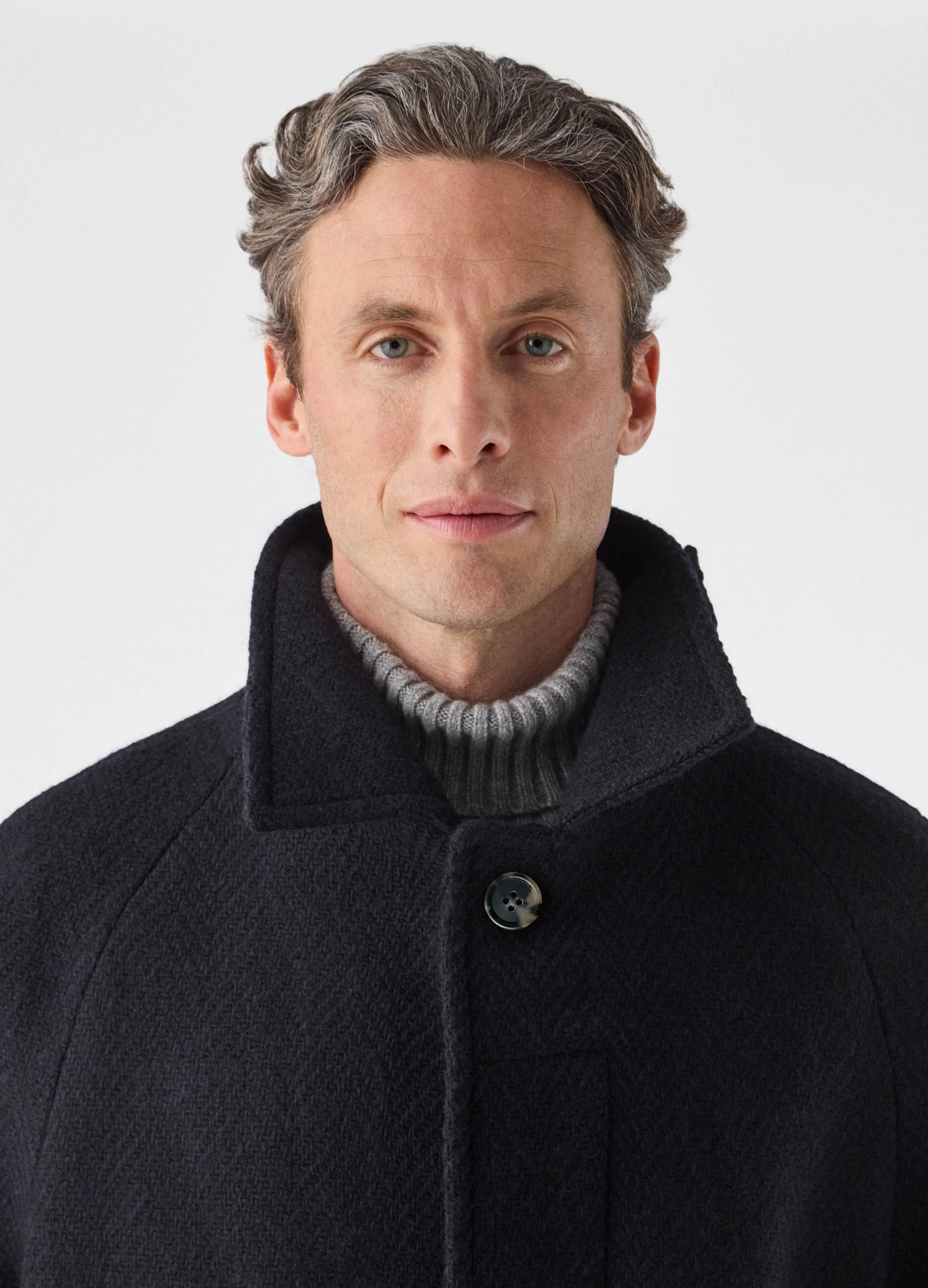 Nelson Tweed Raglan Coat - Navy