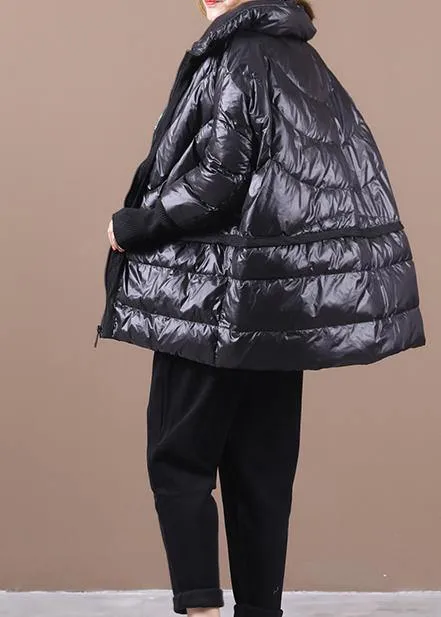 New black duck down coat plus size clothing down jacket stand collar patchwork women overcoat