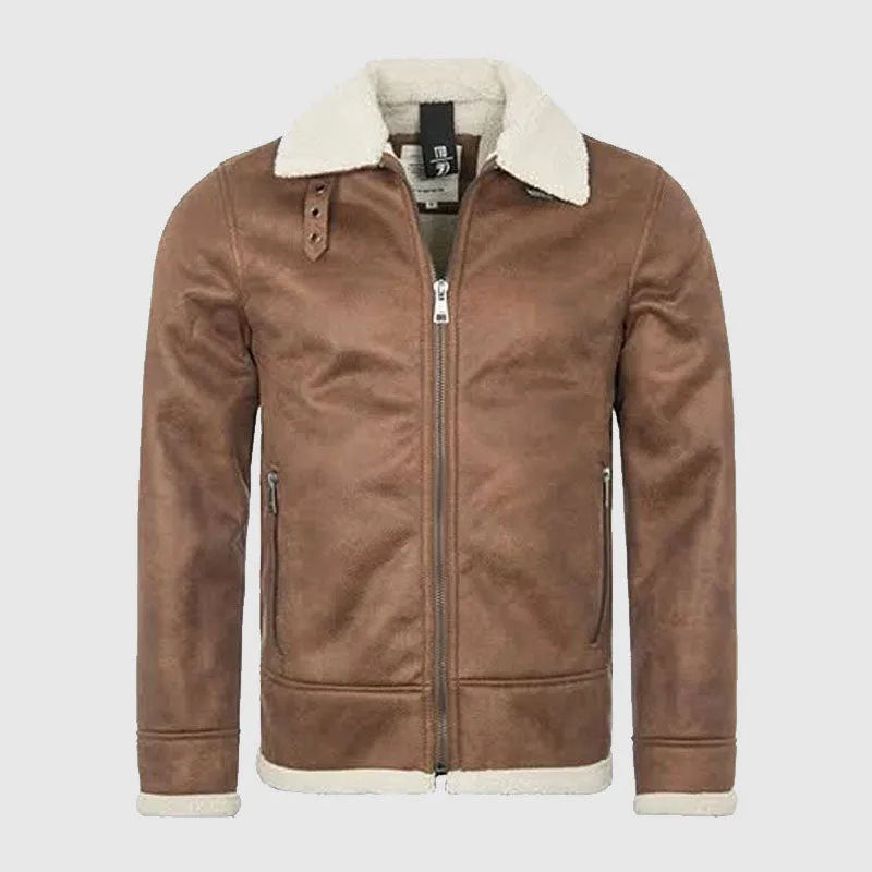 New High Quaity Men's Fake Shearling Biker Jacket