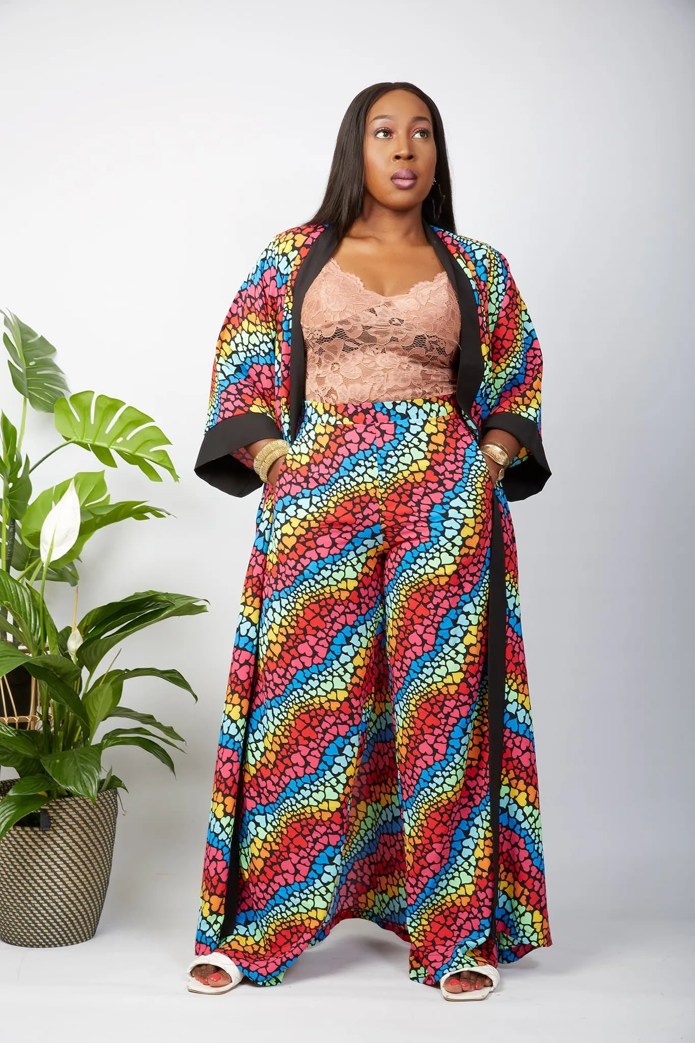 New in African Print Silk Kimono  (Trouser sold Separately)- Ciara