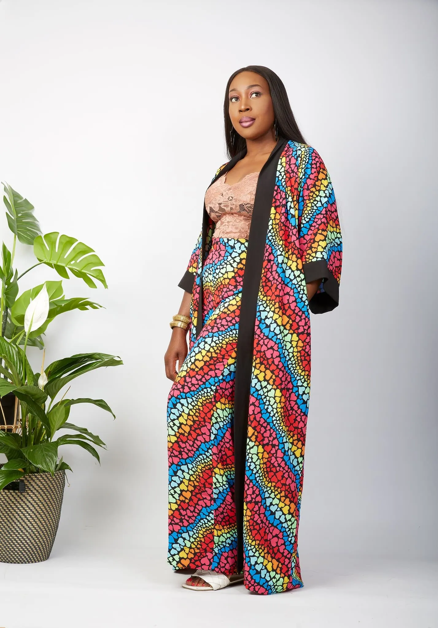 New in African Print Silk Kimono  (Trouser sold Separately)- Ciara