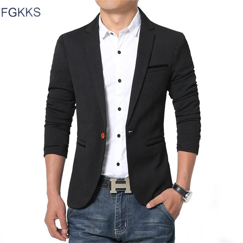 New Spring Autumn thin Casual Men Blazer Cotton Slim