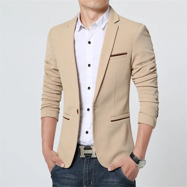 New Spring Autumn thin Casual Men Blazer Cotton Slim