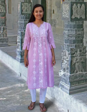 Nilsa Hand Embroidered Pure Soft Cotton Long Tunic Kurta Dress: Made to Order/Customizable