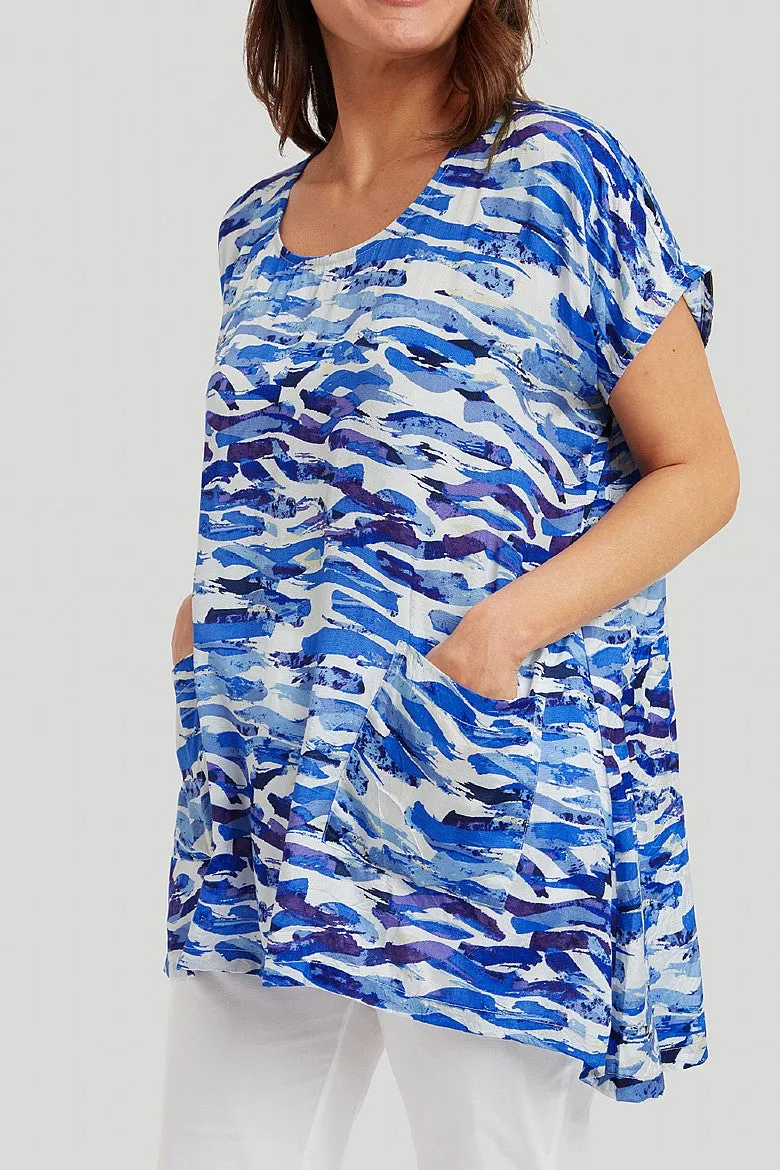 Ocean Print Colleen Tunic - Blue Mix