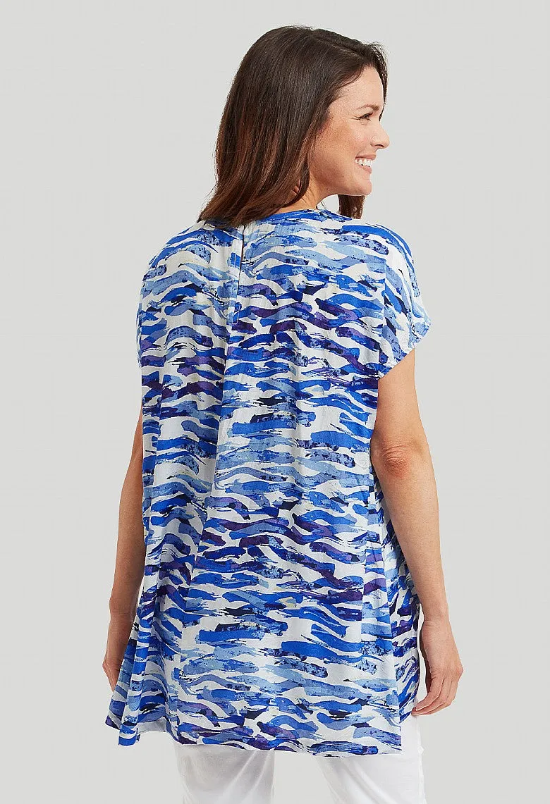 Ocean Print Colleen Tunic - Blue Mix