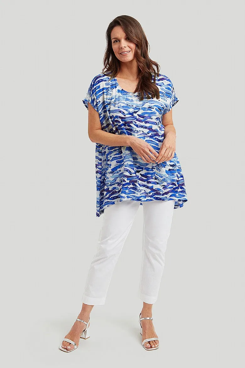 Ocean Print Colleen Tunic - Blue Mix