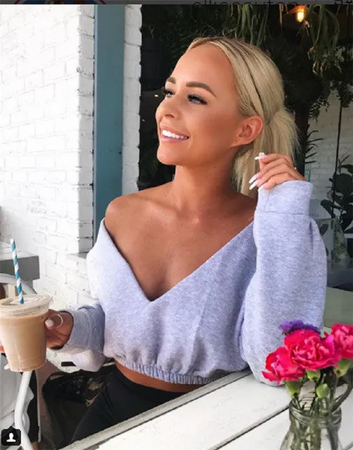 Off the shoulder crop sweater top