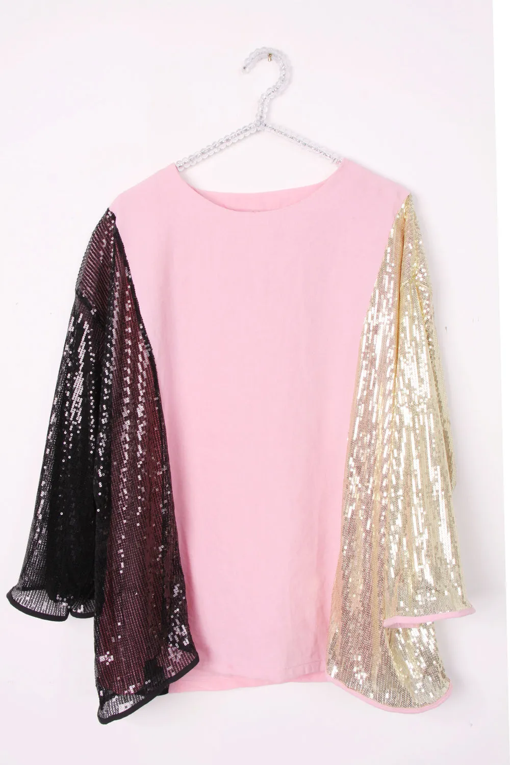 Oversized Contrast Sequin Sleeve Top