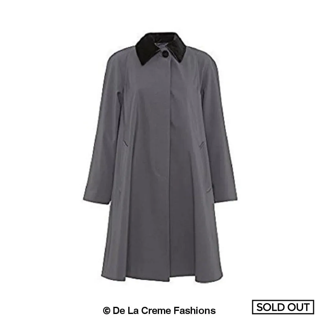 Oversized Velvet Trim Lightweight Swing Coat (8026-SP)