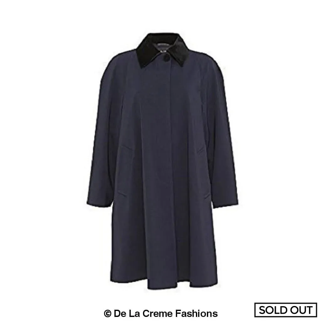 Oversized Velvet Trim Lightweight Swing Coat (8026-SP)