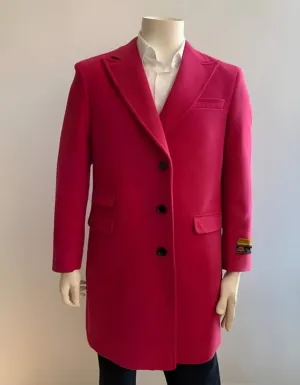 Peak Lapel 1920s Style - Wool Car Coat Three Quarter By Albereto Nardon   Pink Mens Overcoat