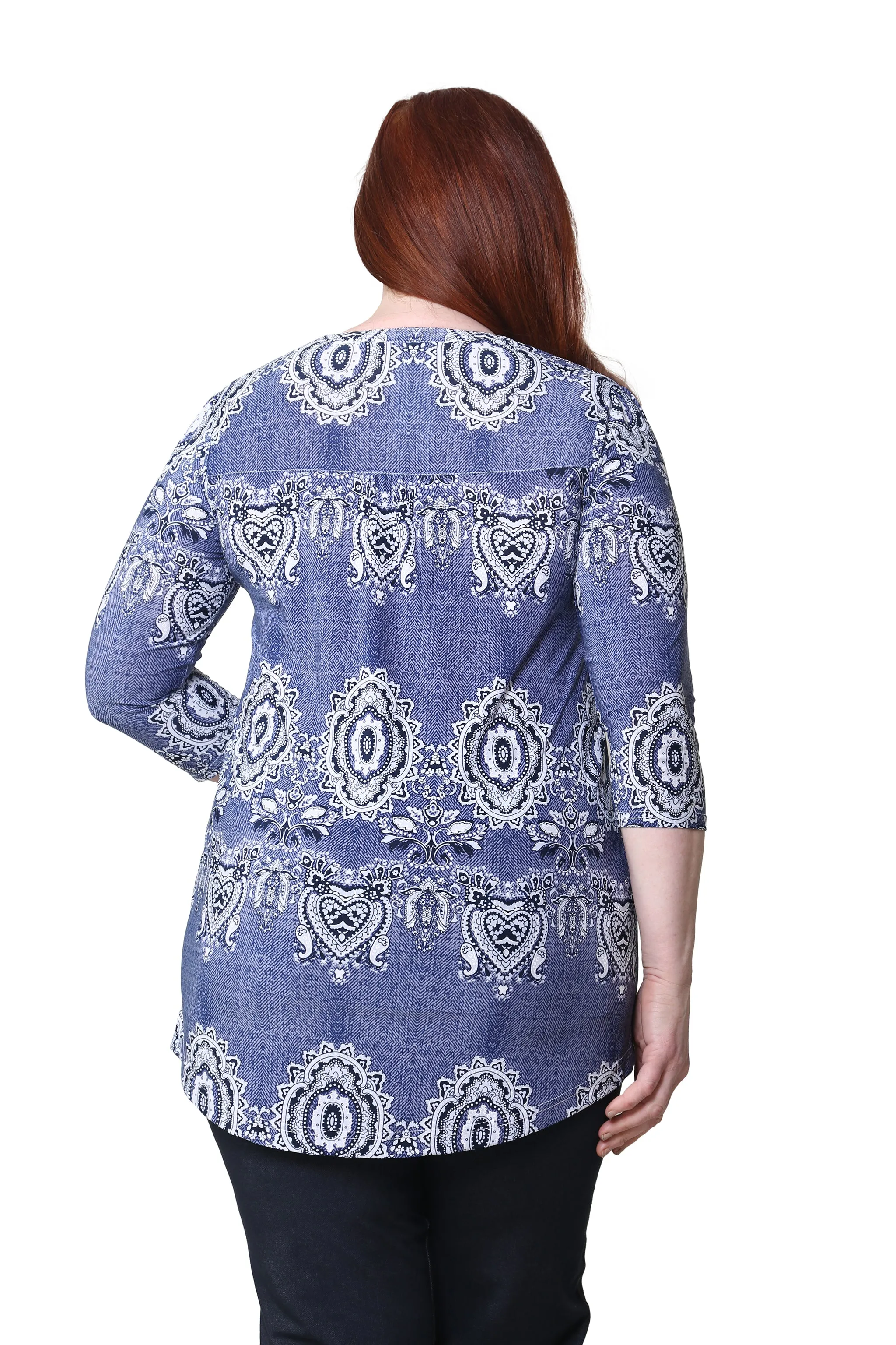 Plus Size La Cera Pleat Front Printed Tunic