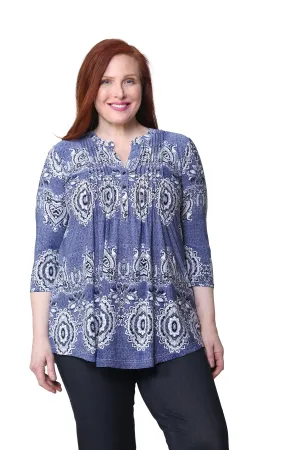 Plus Size La Cera Pleat Front Printed Tunic