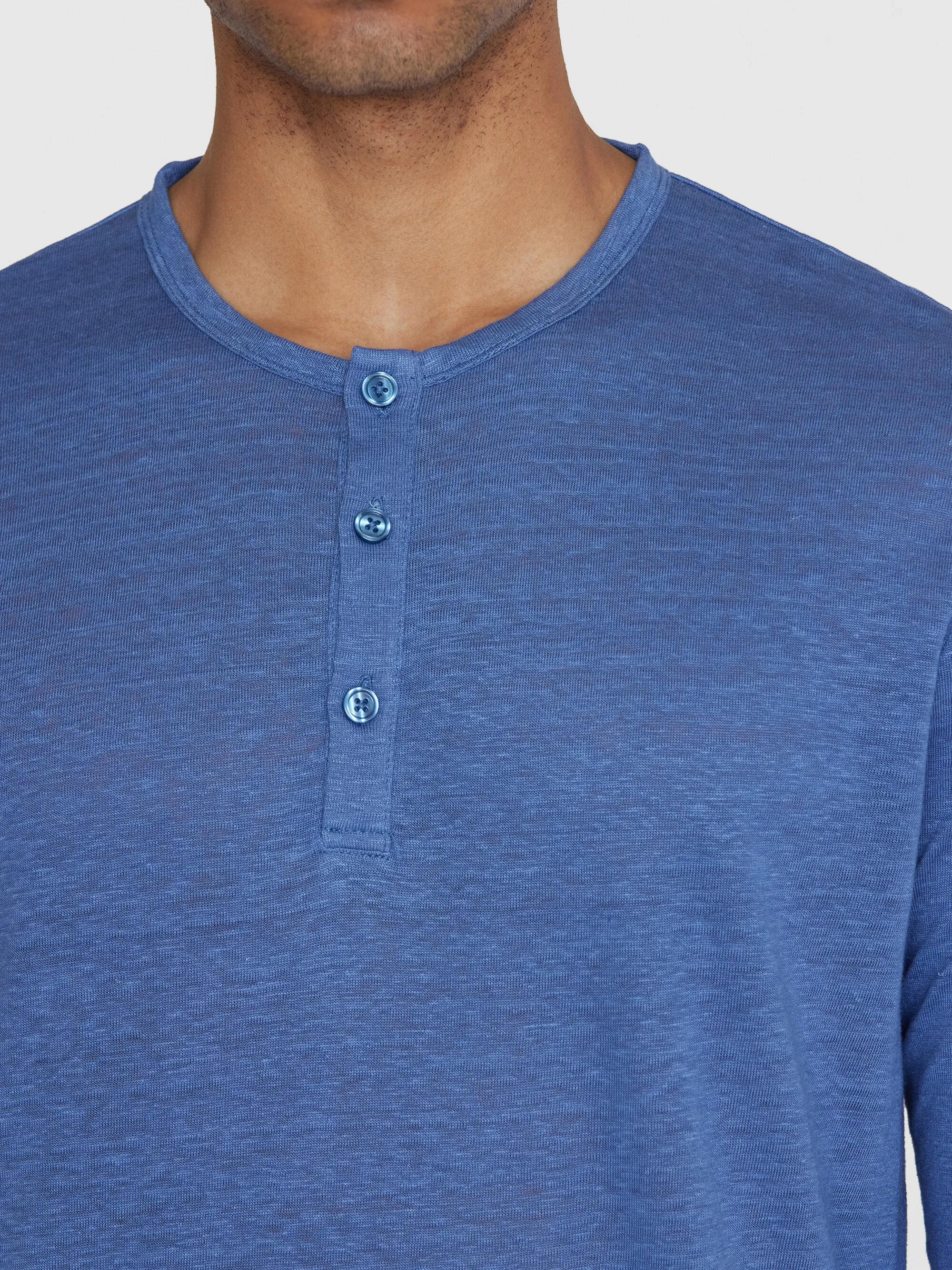 Regular linen henley - GOTS/Vegan - Moonlight Blue