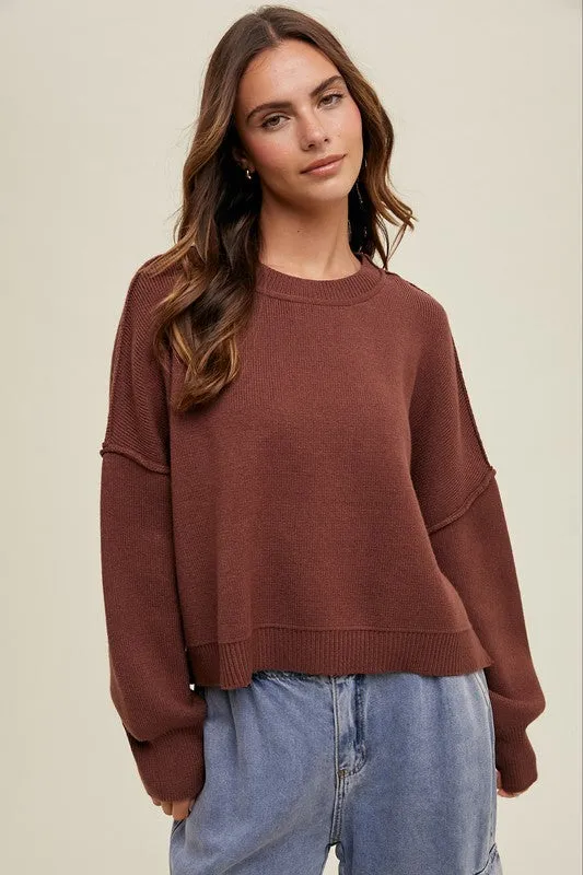 Relaxed Crop Sweater - Espresso