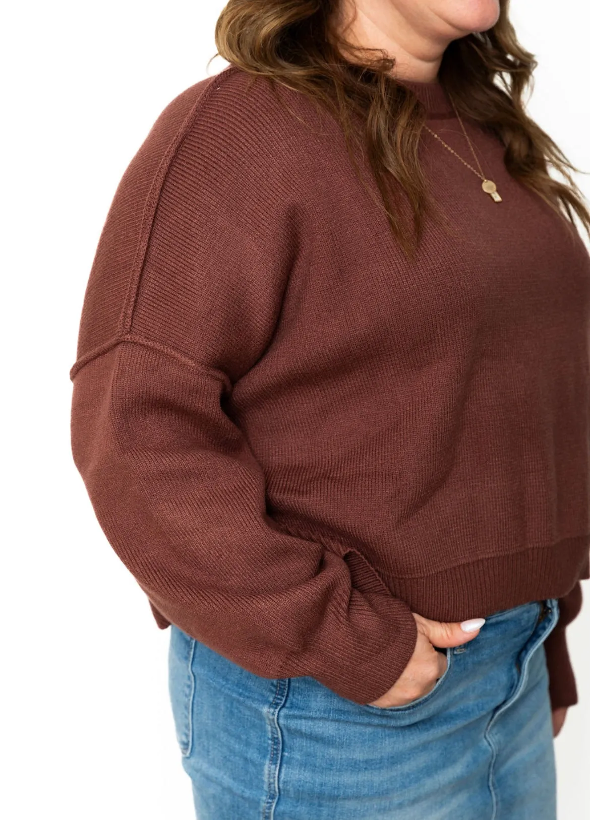 Relaxed Crop Sweater - Espresso