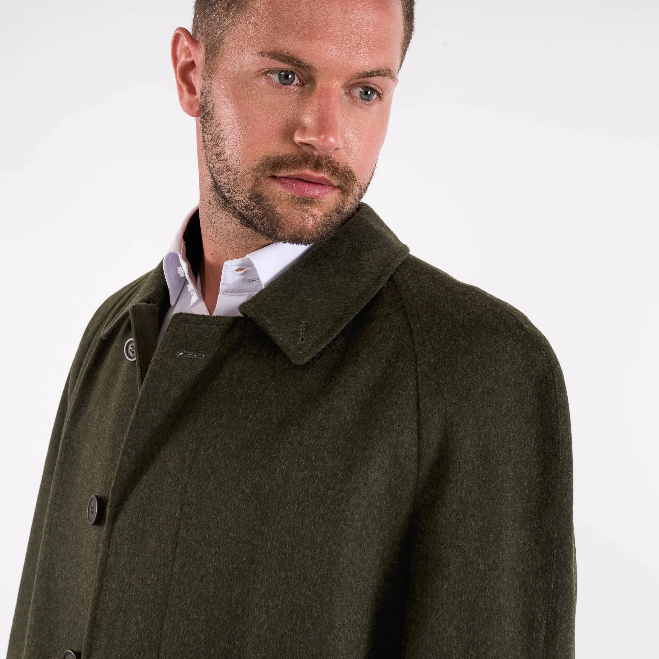 Rory - Men's Travel Weight Classic Loden Wool Overcoat with Raglan Sleeves