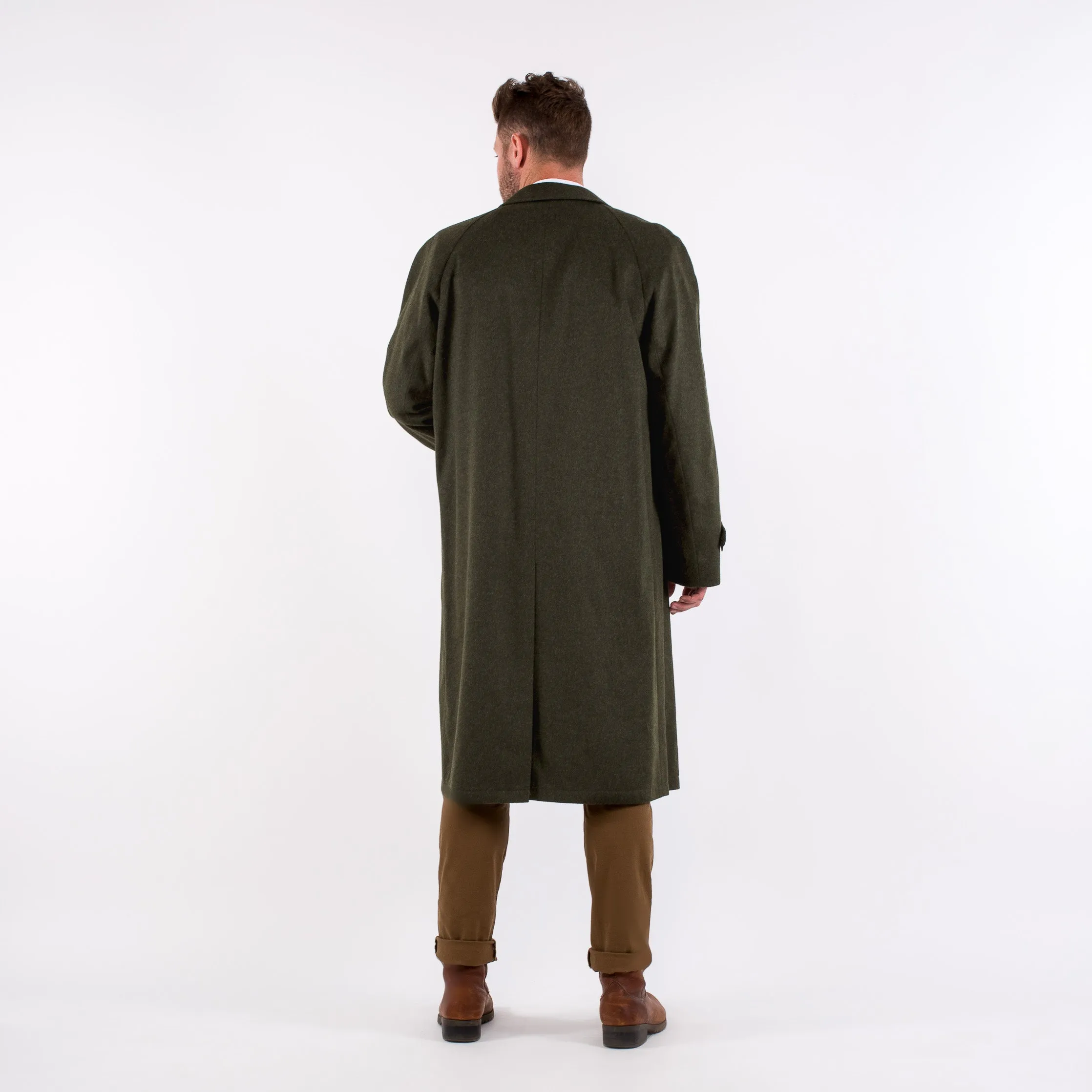 Rory - Men's Travel Weight Classic Loden Wool Overcoat with Raglan Sleeves