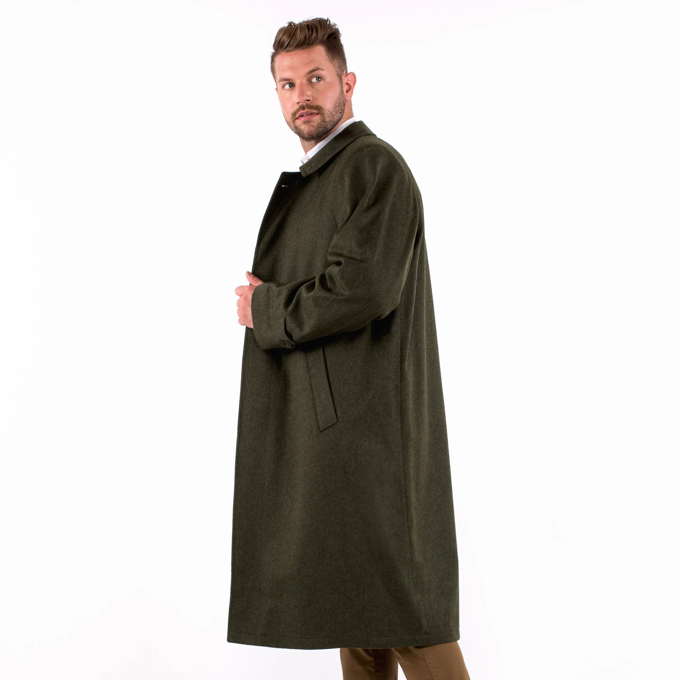 Rory - Men's Travel Weight Classic Loden Wool Overcoat with Raglan Sleeves