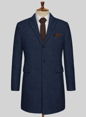 Royal Blue Heavy Tweed Overcoat