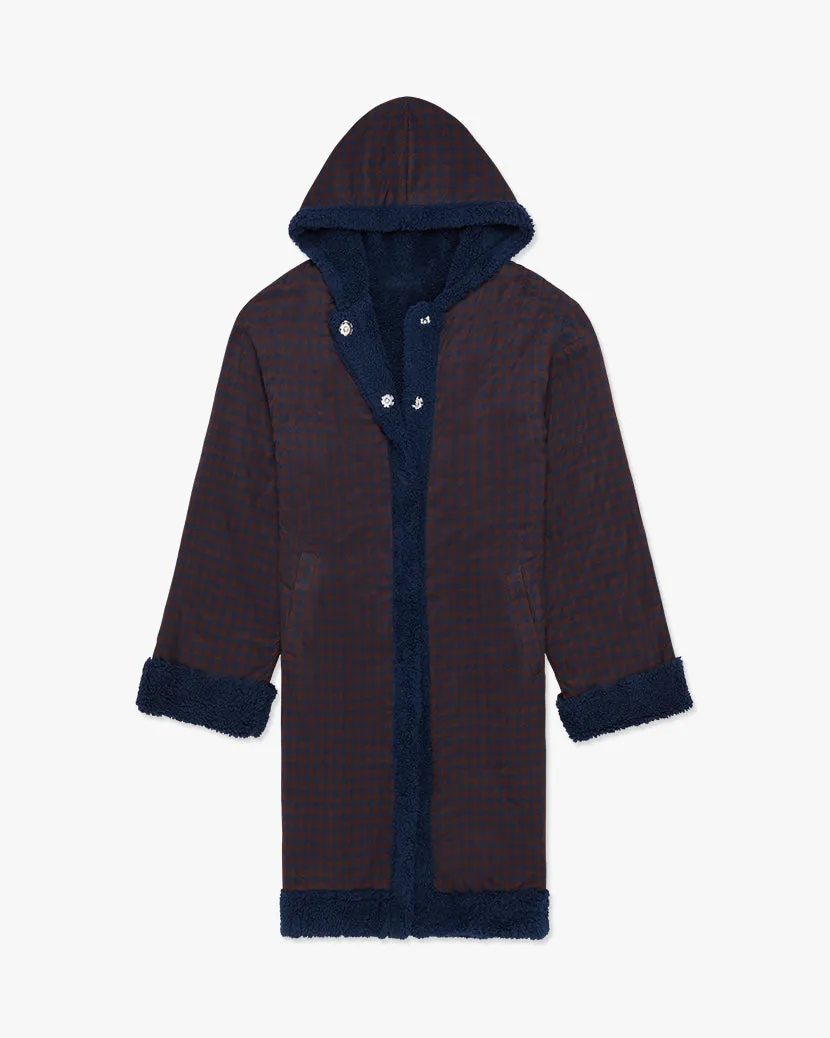 Sherpa Lined Hooded Herringbone Overcoat