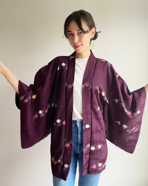 Shibori of Maple Leaf in the Weave of Clouds Haori Kimono Jacket