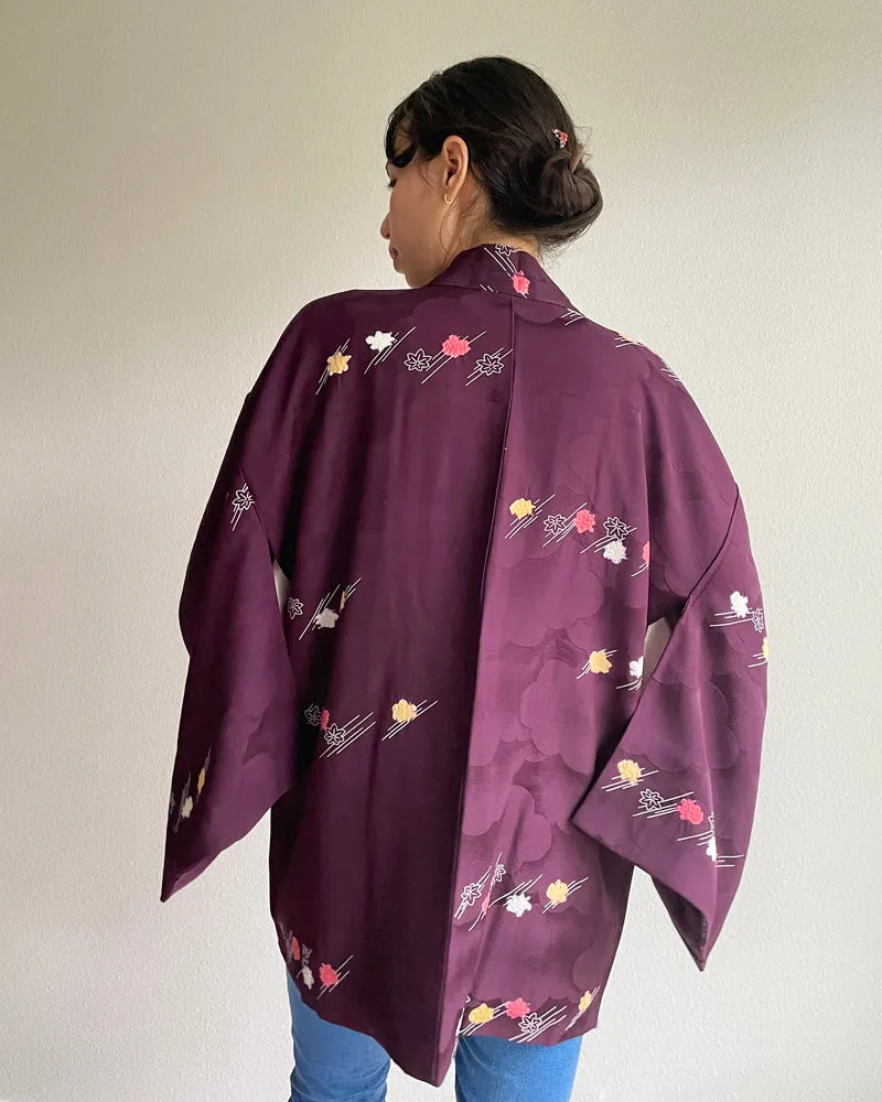 Shibori of Maple Leaf in the Weave of Clouds Haori Kimono Jacket