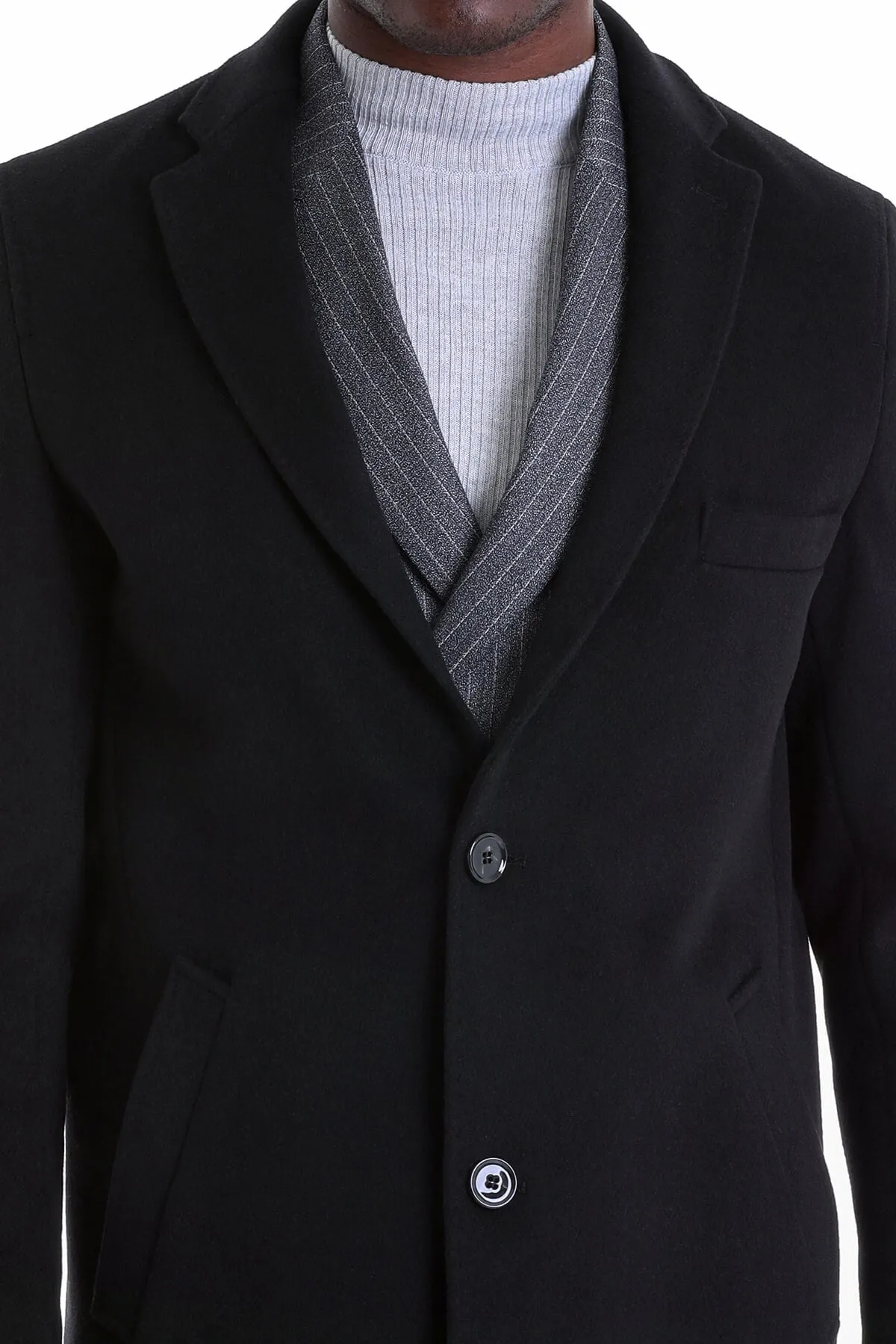 Slim Fit Cachet Black Wool Blend Overcoat