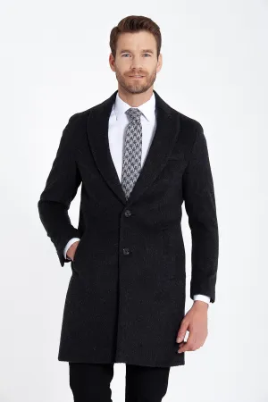 Slim Fit Cachet Charcoal Wool Blend Overcoat