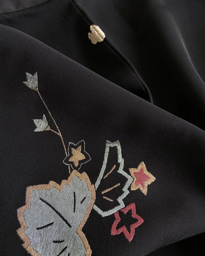 Sparkle Maple Leaf Black Haori Kimono Jacket