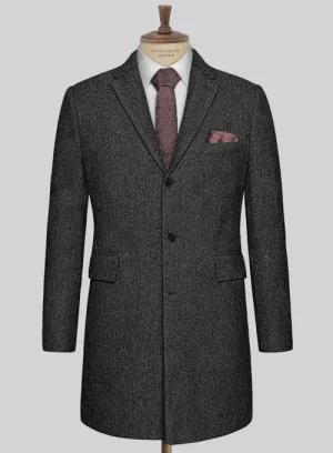 Stone Charcoal Tweed Overcoat