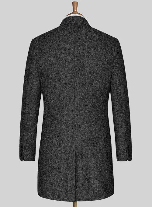 Stone Charcoal Tweed Overcoat