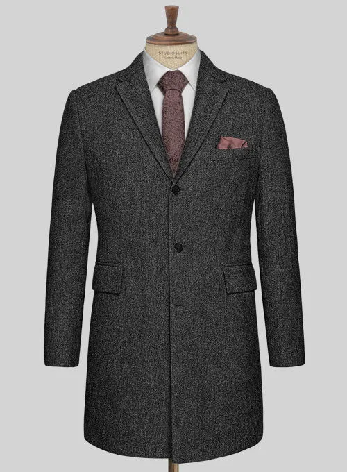 Stone Charcoal Tweed Overcoat