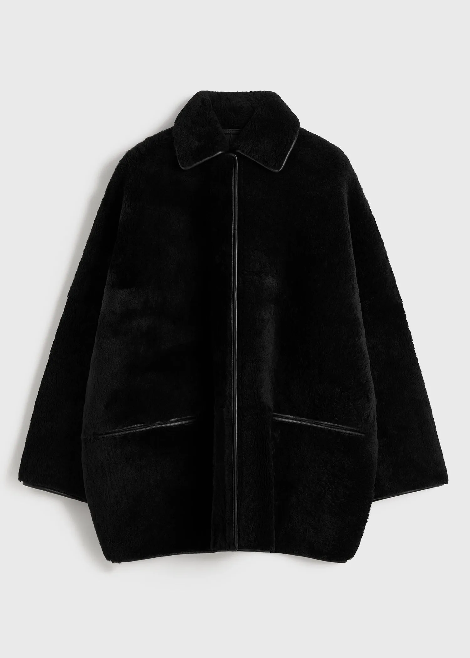 Teddy shearling overshirt jacket black